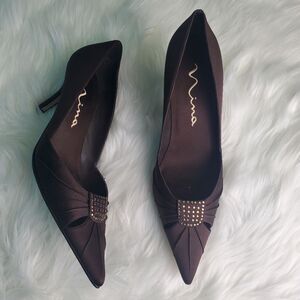 Nina Y2K Brown Embellished Heels Size 10